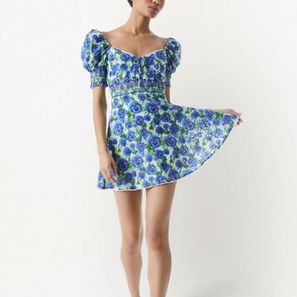alice + olivia Crawford Smocked Mini dress NWT